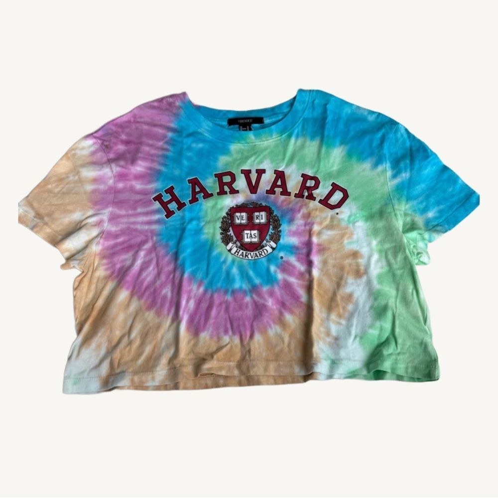 NWT! F21 Harvard tie dye cropped tee